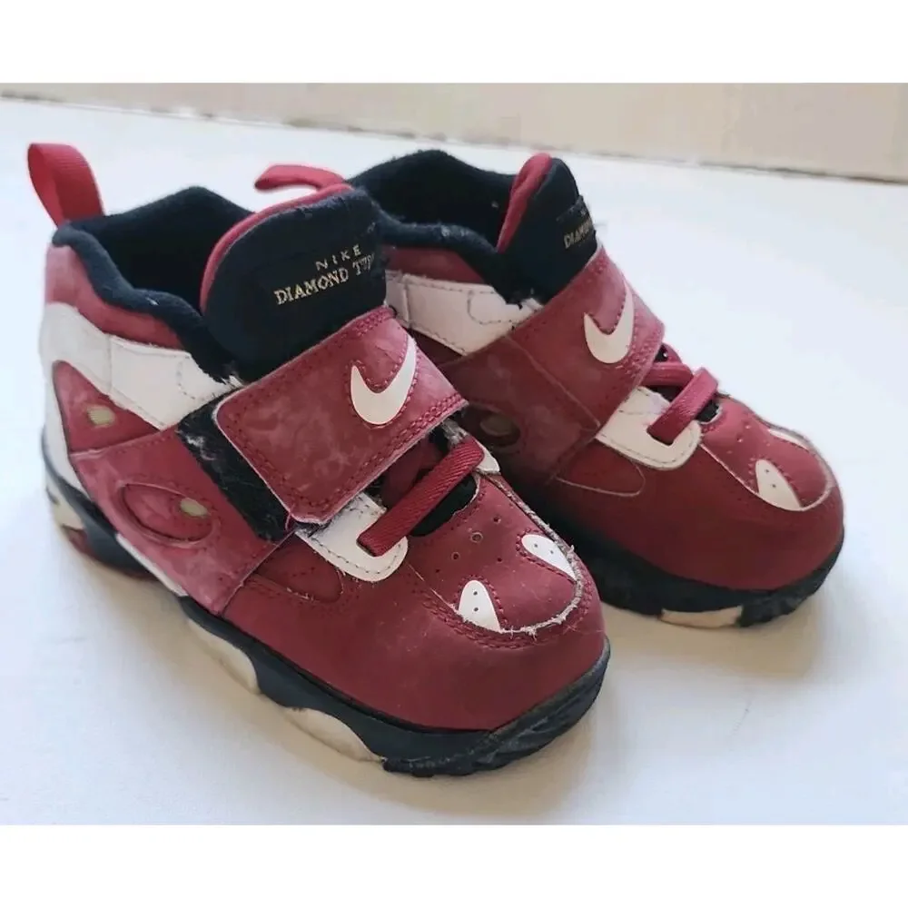 Nike Air Diamond Turf 2 Varsity Red/Gold Child Size 8C Toddler Retro Sneakers